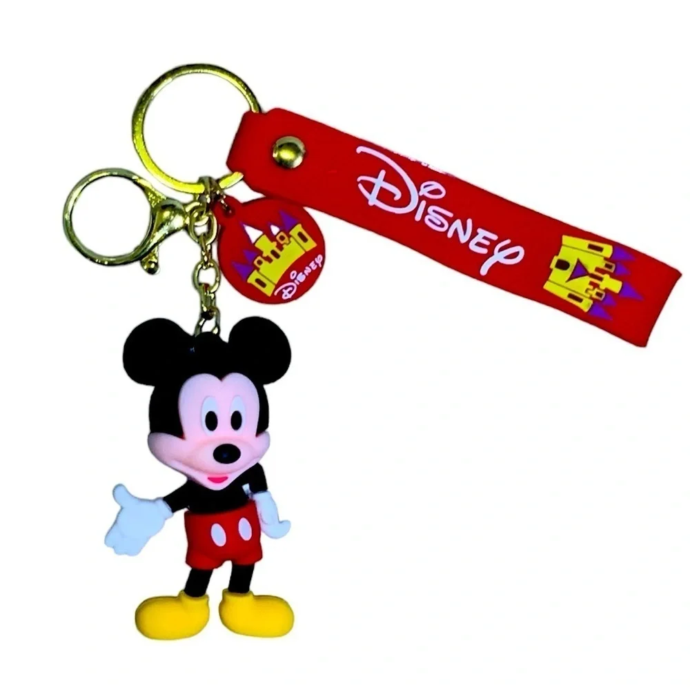 Keychain Mickey Mouse Disney 3D Character Key Ring Wrist Lanyard Pendant Bag